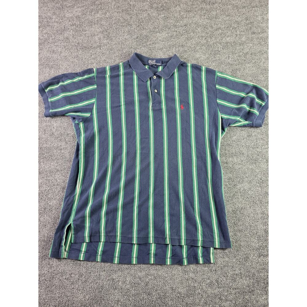 Polo Ralph Lauren Shirt Mens XL Green Blue White Stripe Cotton